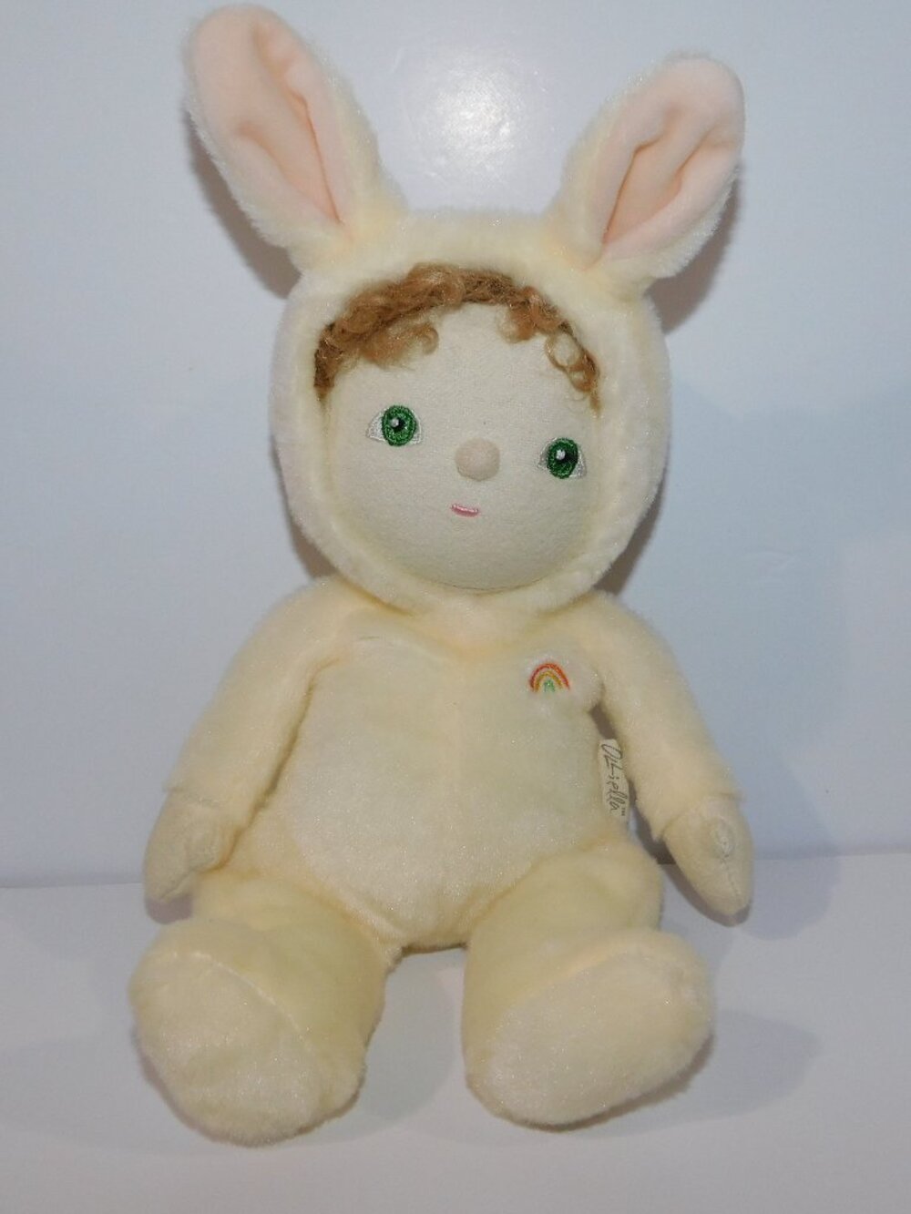 Olli Ella Dinky Dinkum Doll Babbit Bunny Fluffle Family Buttercream Yellow 10"